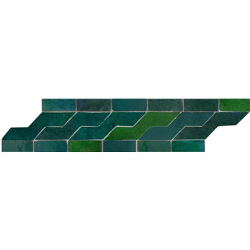Mosaic House Moroccan tile S Border 24-28-10 Green,   Sea Green,   Teal, blue, green   solid zellige, mosaic, zellij, border, glaze 